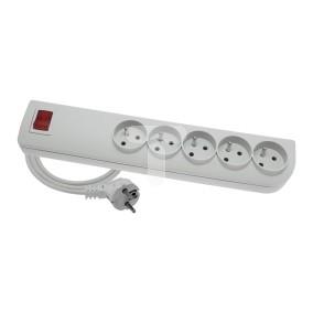 Przedłużacz przeciwprzepięciowy 5-gniazd z/u 3m biały PSF3-503