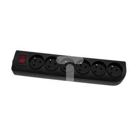 Rozgałęźnik do przedłużacza z wyłącznikiem 6-gniazd z/u czarny GN-60W-2