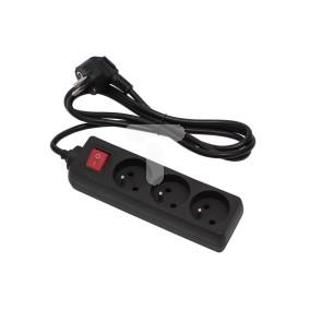 Przedłużacz z wyłącznikiem ECONOMIC 3-gniazda z/u 3m /H05VV-F 3x1/ czarny EPS-303W-2