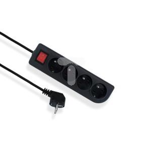 Przedłużacz z wyłącznikiem ECONOMIC 4-gniazda z/u 1,5m /H05VV-F 3x1/ czarny EPS-401,5W-2