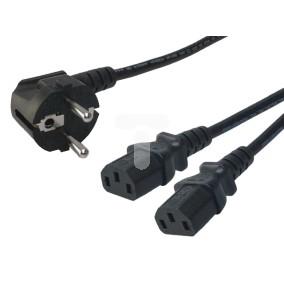 Kabel zasilający CEE 7/7->2xIEC 320 C13 2m VDE czarny CA-C13C-13CC-0018-BK