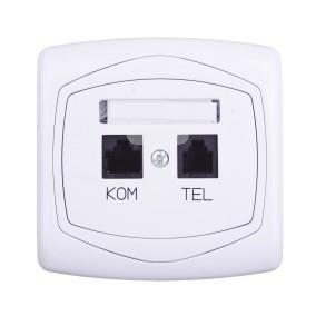 TON Gniazdo komputerowo-telefoniczne RJ 45 kat. 5e (8-stykowe) + RJ 11 (6-stykowe) biały GPKT-C/K/00