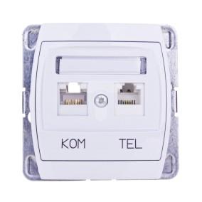 GAZELA Gniazdo teleinformatyczne RJ45 kat. 5e /8-stykowe/ RJ11 /4-stykowe/ białe GPKT-J/F/m/00