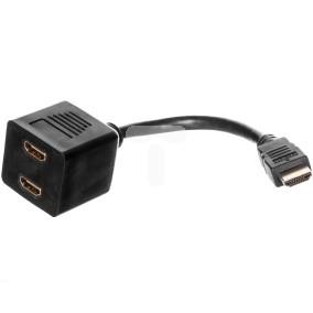 Kabel rozgałęźniacz HDMI Highspeed 1.3 pasywny Typ HDMI A/2xHDMI A, M/Ż czarny 0,2m AK-330400-002-S