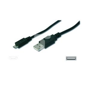 Kabel połączeniowy microUSB 2.0 Typ USB A/microUSB B, M/M czarny 1m AK-300127-010-S