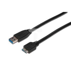 Kabel połączeniowy USB 3.0 Typ USB A/microUSB B, M/M czarny 0,25m AK-300117-003-S