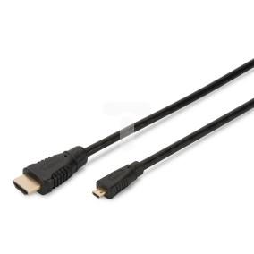 Kabel połączeniowy microHDMI Highspeed 1.4 Eth. GOLD Typ HDMI A/HDMI D, M/M czarny 1m AK-330109-010-S AK-330109-010-S