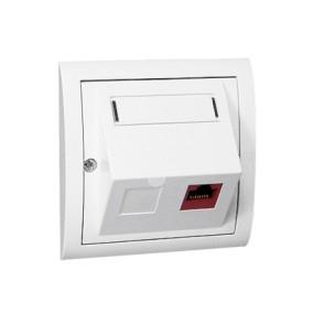 Simon Classic Gniazdo komputerowe podwójne 2xRJ45 kat.5 skośne z polem opisowym białe M51S/11 WMCK-1511x2-1013