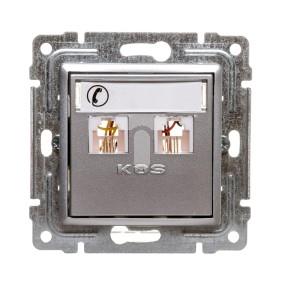 VENA Gniazdo telefoniczne podwójne RJ11z etykietą aluminium 514064