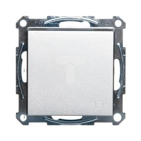 Merten System M Gniazdo pojedyncze z/u 16A IP44 z ochroną styków i klapką aluminium  MTN2514-0460