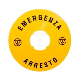 Szyld opisowy fi 90mm EMERGENZA/ARRESTO LPXAU112