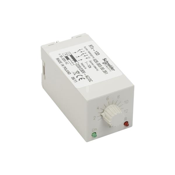 Przekaźnik czasowy 2P 5A 1-12sek 220-230V AC/DC załączanie na nastawiony czas RTX-133 220/230 12SEK