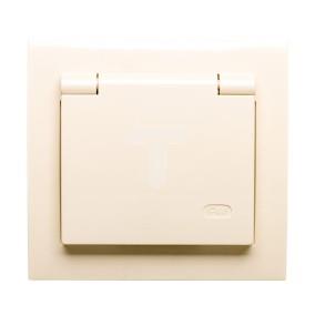 KIER Gniazdo bryzgoszczelne z/u IP-44 z przesłonami beżowe GPH-1WSP/01/w 