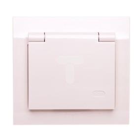 KIER Gniazdo bryzgoszczelne z/u IP-44 z przesłonami beżowe GPH-1WZP/01/w 