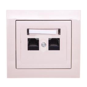KIER Gniazdo komputerowe podwójne RJ45 kat.5e beżowe GPK-2W/K/01