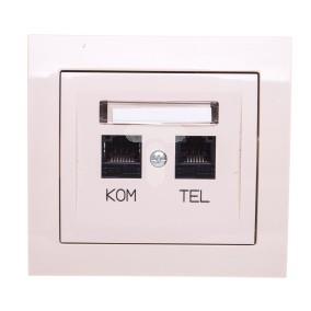 KIER Gniazdo teleinformatyczne RJ11 + RJ45 beżowe GPKT-W/K/01