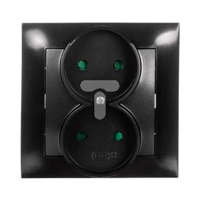 IMPRESJA Gniazdo podwójne b/u antracyt GP-2YP/50