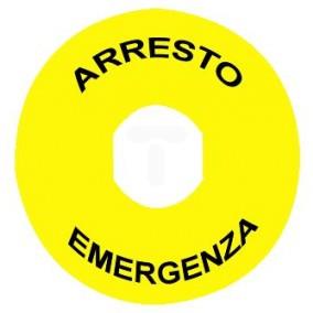 Etykieta ozn.-O90 do przyc. awar. zatrzym. ARRESTO DE EMERGENCA/logo ISO13850 ZBY8630