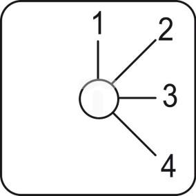 Etykieta łącznika krzywkowego 1 do 4, 45x45mm KZ18417L