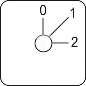 Etykieta łącznika krzywkowego 0 do 2, 45x45mm KZ18042L