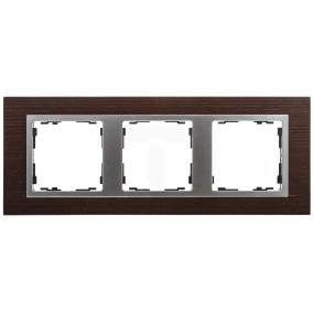 Simon 82 Ramka potrójna pozioma drewniana wenge/ ramka pośrednia aluminium mat 82937-65 TSI-82937-65