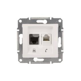 Sedna Gniazdo teleinformatyczne RJ11 RJ45 kat.5e UTP białe SDN5100121