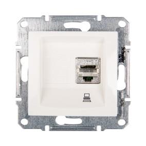 Sedna Gniazdo komputerowe pojedyncze RJ45 kat.5e kremowe SDN4500123
