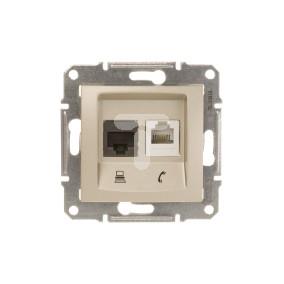 Sedna Gniazdo teleinformatyczne RJ11 RJ45 kat.5e UTP satynowe SDN5100168