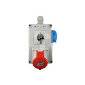 Zestaw instalacyjny z gniazdem 32A 4P+2P+Z (0-1) czerwony ZI05\R341