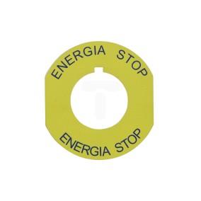 Tabliczka opisowa żółta okrągła fi42 ENERGIA STOP ST22-4509\P02