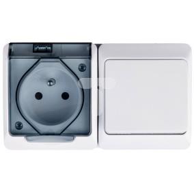 Hermes Łącznik schodowy + gniazdo z/u IP44 GNT 0327-11