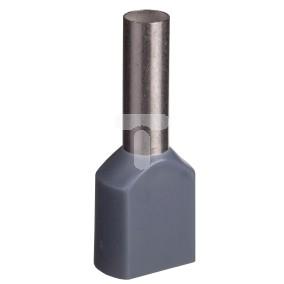 Końcówka tulejkowa izolowana TID 2x4mm2/12mm szara cynowana /100szt./