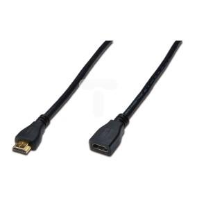 Kabel przedłużający HDMI Highspeed 1.4 z Eth. GOLD Typ HDMI A/HDMI A, M/Ż czarny 5m AK-330201-050-S