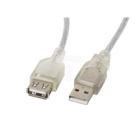 Przedłużacz USB 2.0 High Speed 1,8m + FERRYT transparentny LANBERG CA-USBE-12CC-0018-TR