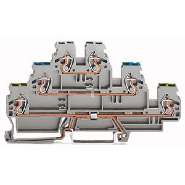 Złączka szynowa 3-pietrowa 2,5mm2 PE / N / L szara 870-567