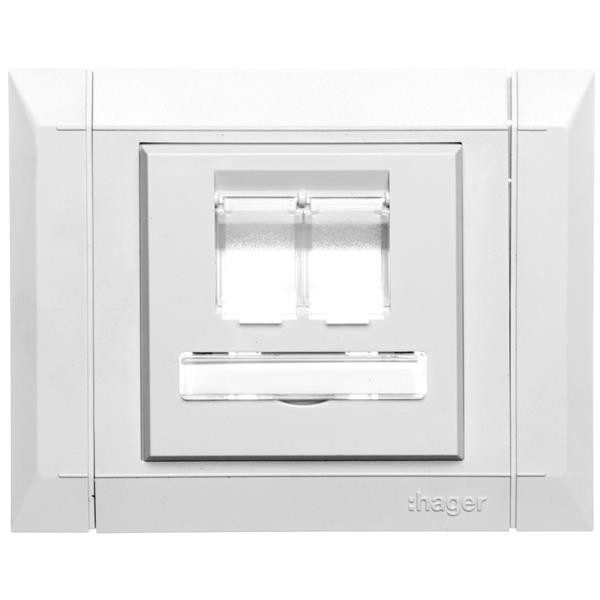 Plytka frontowa 2xRJ45 80mm bezhalogenowa szara G32347035