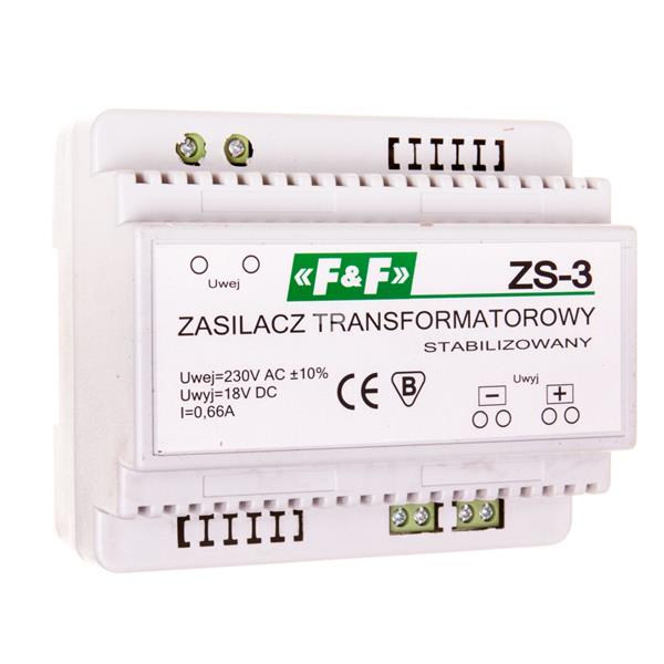 Zasilacz stabilizowany 230VAC/18VDC 12W 0,66A ZS-3