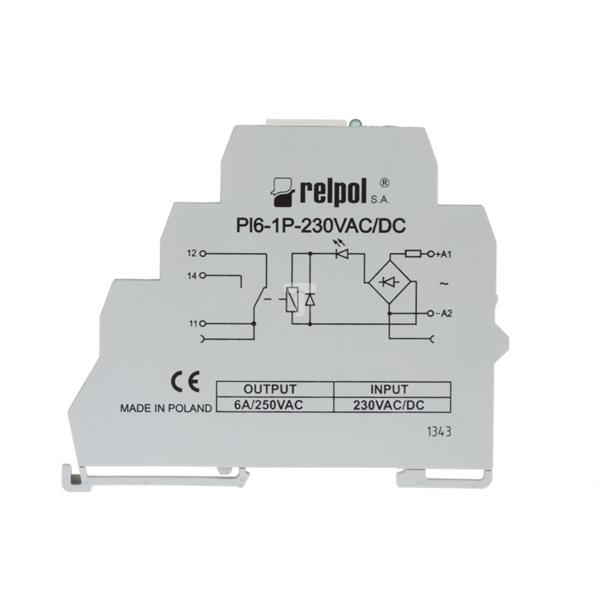 Przekaźnik interfejsowy 1P 6A 230V AC/DC PI6-1P-230VAC/DC 858559