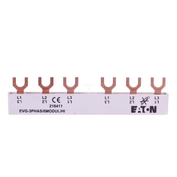 Szyna łączeniowa 6P 63A 10mm2 widełkowa (6 mod.+HI) EVG-3PHAS/6MODUL/HI 216411