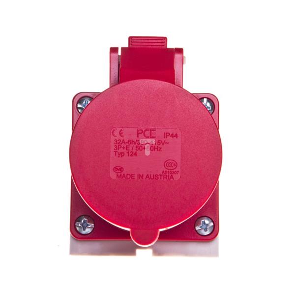 Gniazdo stałe 4P 32A 400V czerwone IP44 124-6k