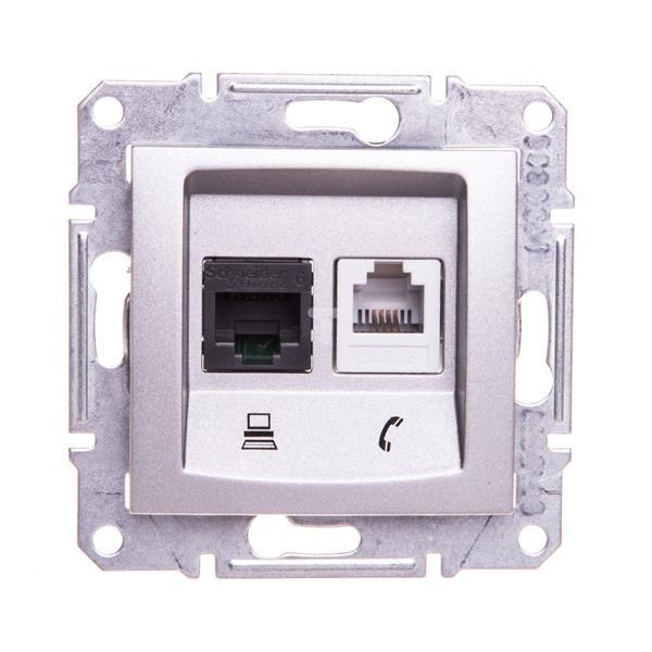 SEDNA Gniazdo teleinformatyczne aluminium SDN5200160