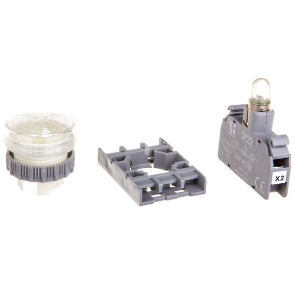 Lampka sygnalizacyjna 22mm biała 24V AC/DC SP22-LB-24-LED\AC/DC