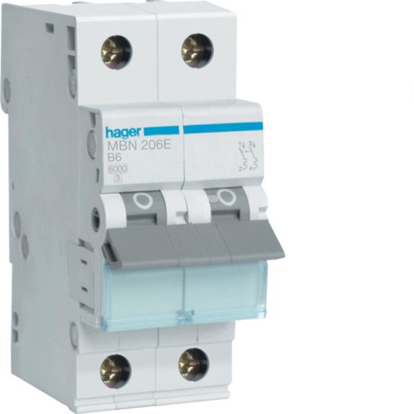 Wyłącznik nadprądowy 2P B 6A 6kA AC MBN206E
