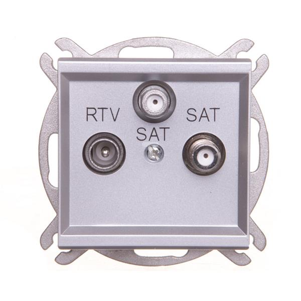 SONATA Gniazdo antenowe RTV-SAT z dwoma wyjściami SAT srebro mat GPA-R2S/m/38