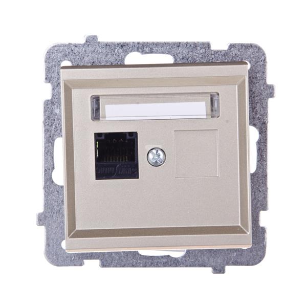 SONATA Gniazdo komputerowe pojedyncze RJ45 kat.5e szampański złoty KRONE GPK-1R/K/m/39