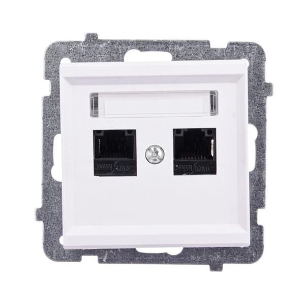 SONATA Gniazdo komputerowe podwójne 2xRJ45 kat.5e ecru KRONE GPK-2R/K/m/27