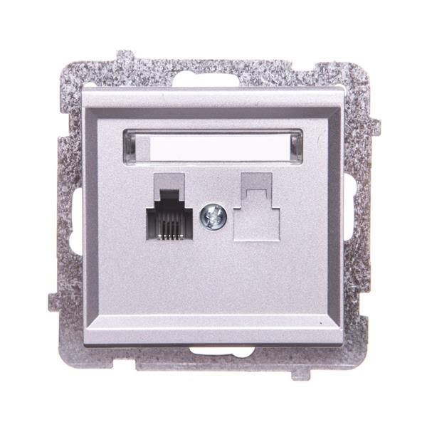 SONATA Gniazdo telefoniczne pojedyncze RJ11 srebro mat GPT-1R/m/38