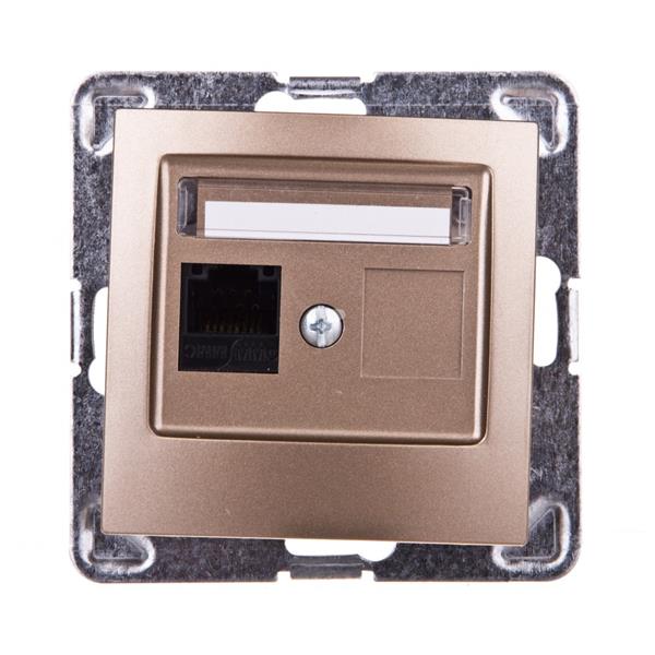 IMPRESJA Gniazdo komputerowe pojedyncze RJ45 kat.5e złoty metalik GPK-1Y/K/m/28