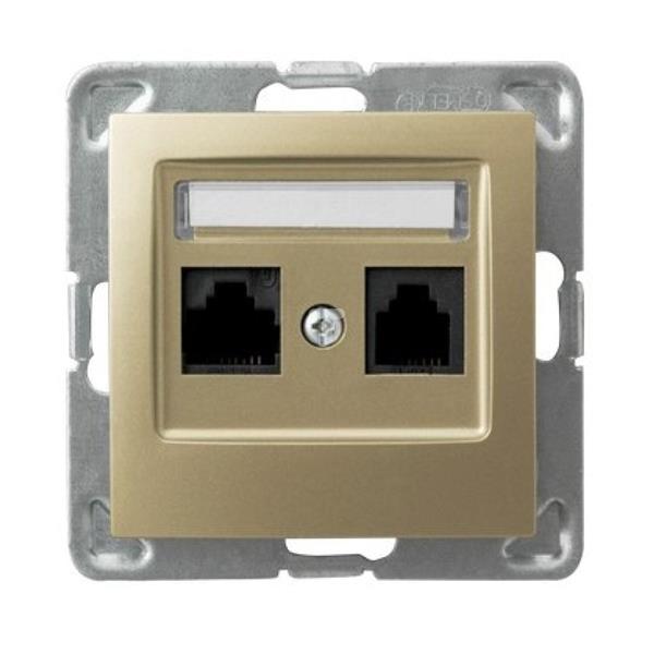 IMPRESJA Gniazdo komputerowe podwójne RJ45 kat.5e złoty metalik GPK-2Y/K/m/28
