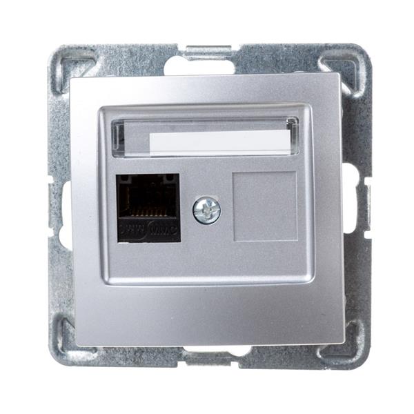 IMPRESJA Gniazdo komputerowe pojedyncze RJ45 kat.5e srebrne GPK-1Y/K/m/18
